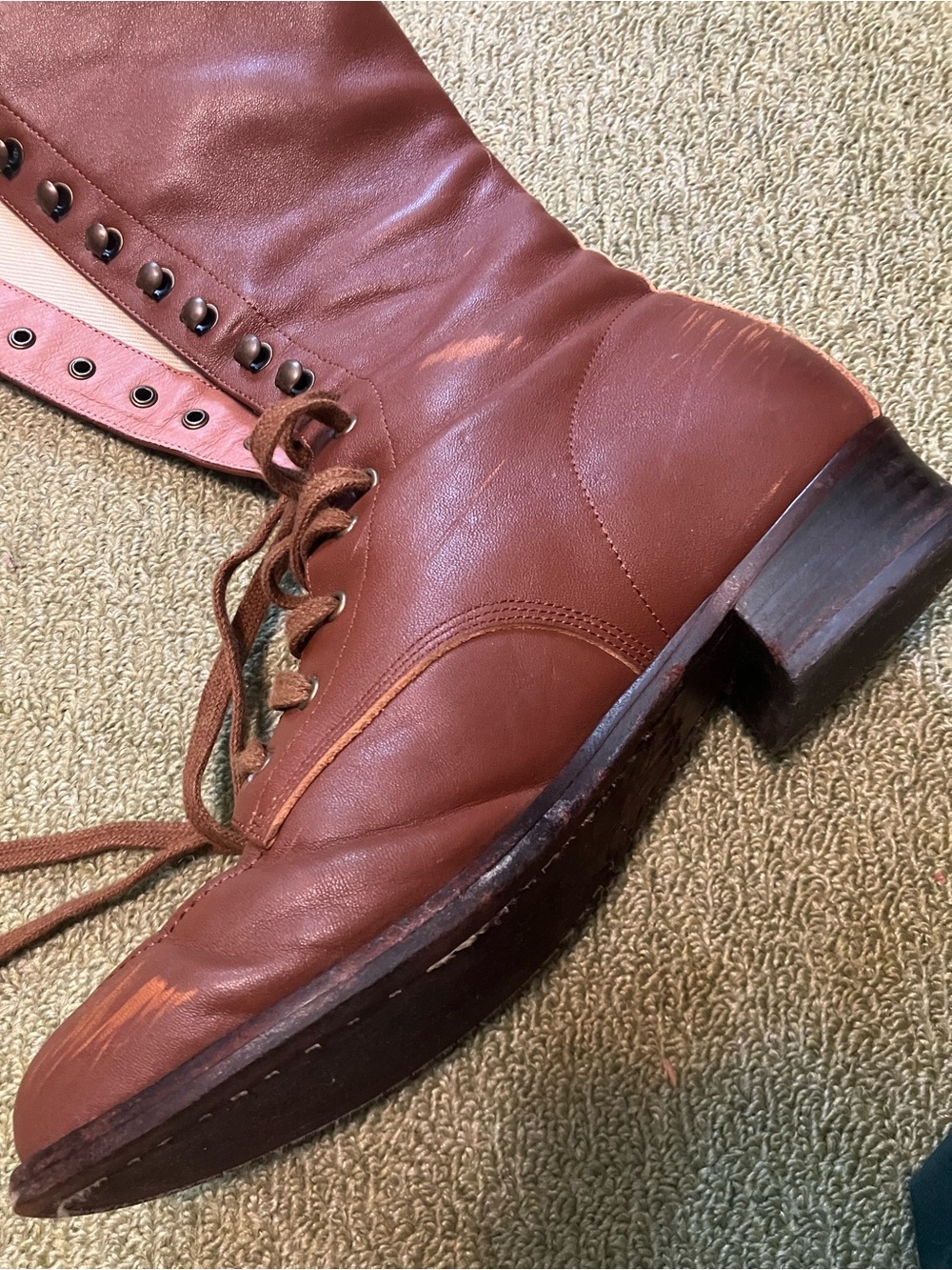 American Duchess “Bessie” Aviator Boots in Tan - Picture 8 of 11